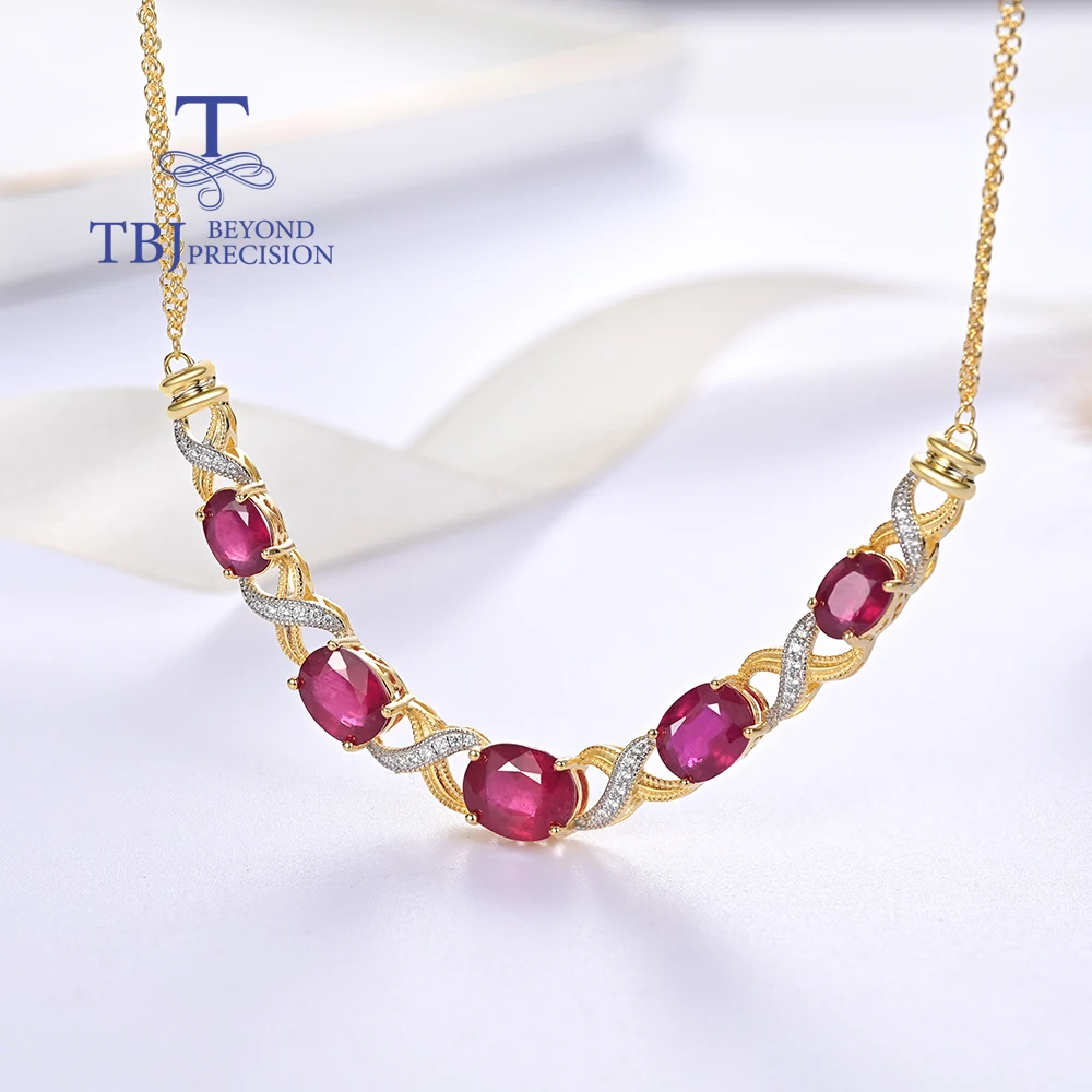 

Luxury necklace with natural filled ruby gemstones 925 sterling silver fine jewelry for women mom in birthday anniversary party