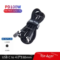 100W USB Type C Power Adapter Converter to 4.0*1.35mm Dc Plug Connector PD Emulator Trigger Charging Cable Cord for Asus Laptop
