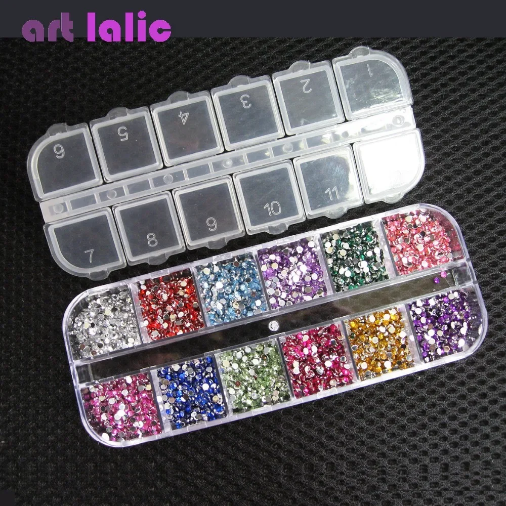 3000 Stück runde bunte Strasssteine mit 1,5 mm Durchmesser, Hartschalenetui im Lieferumfang enthalten für Nagelkunst-DIY-Schmuckherstellungsdekorationen
