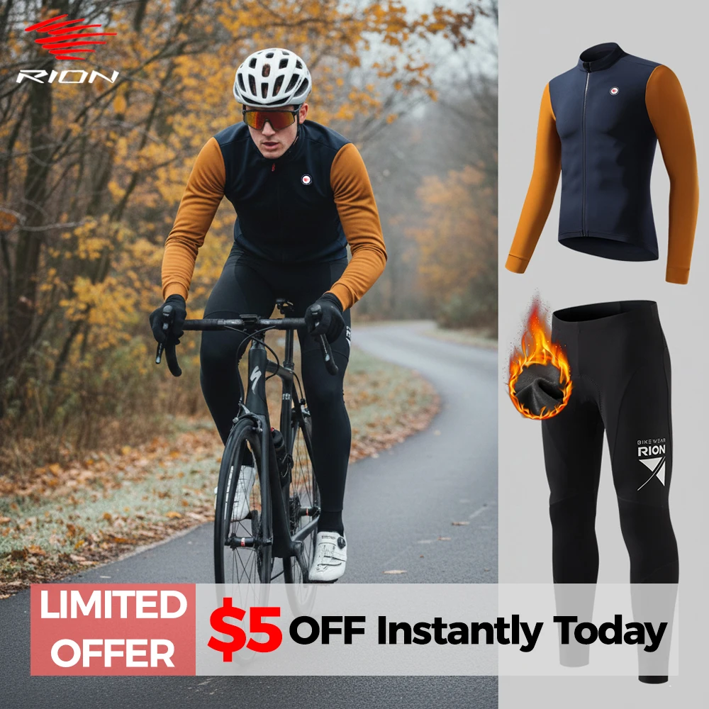 

RION мужской комплект велосипедного трикотажа, одежда для велосипеда, брюки для шоссейного велосипеда, рубашки для горного велосипеда, термофлисовая велосипедная форма Dolomiti 8H, осень-зима