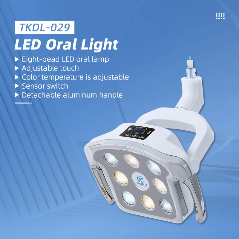 Dental Operation Oral Lamp Shadow Dual color 8 LED Light Touch button Adjustable Color Temperature For Implant