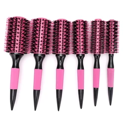 Round Hair Comb Brush With Boar Bristle Mix Nylon Styling Tools Professional Ceramics Ion Hair Brush Hairdressing Supply