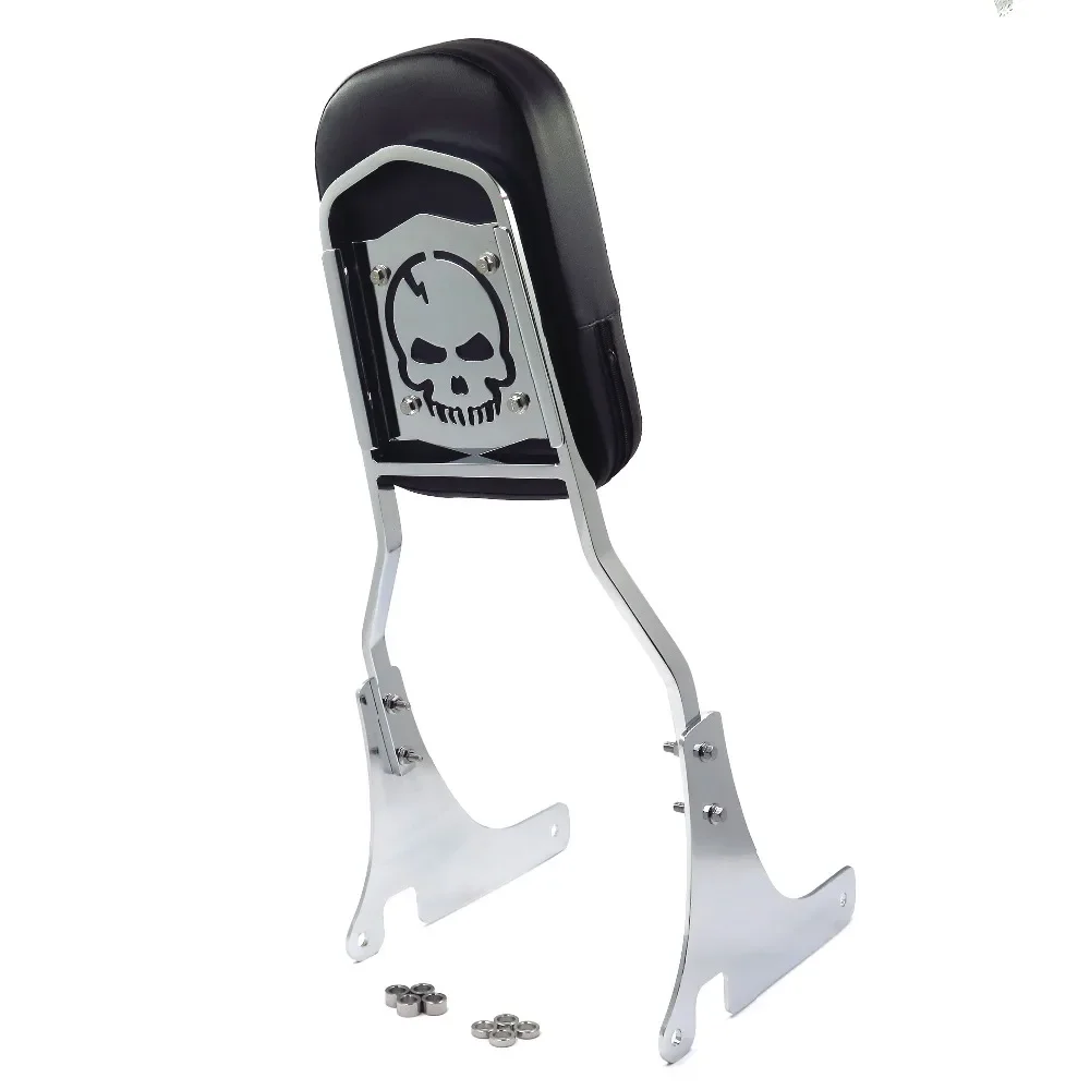

Motorcycle Parts Chrome Skull Backrest Sissy Bar Leather Pad for Kawasaki 1996-2005 Vulcan 800 Classic