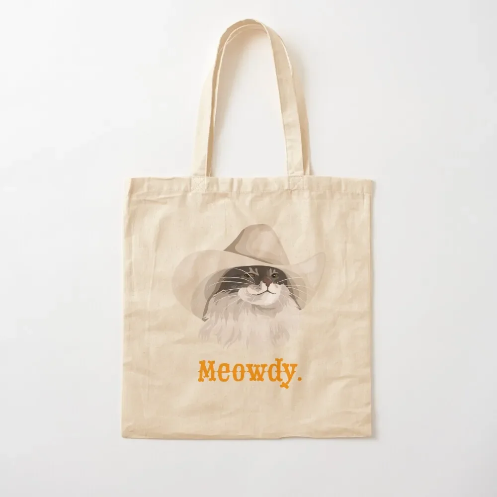 

Meowdy Cat Wearing a Cowboy Hat Meme Tote Bag sac pour femme shoping bag large tote bag