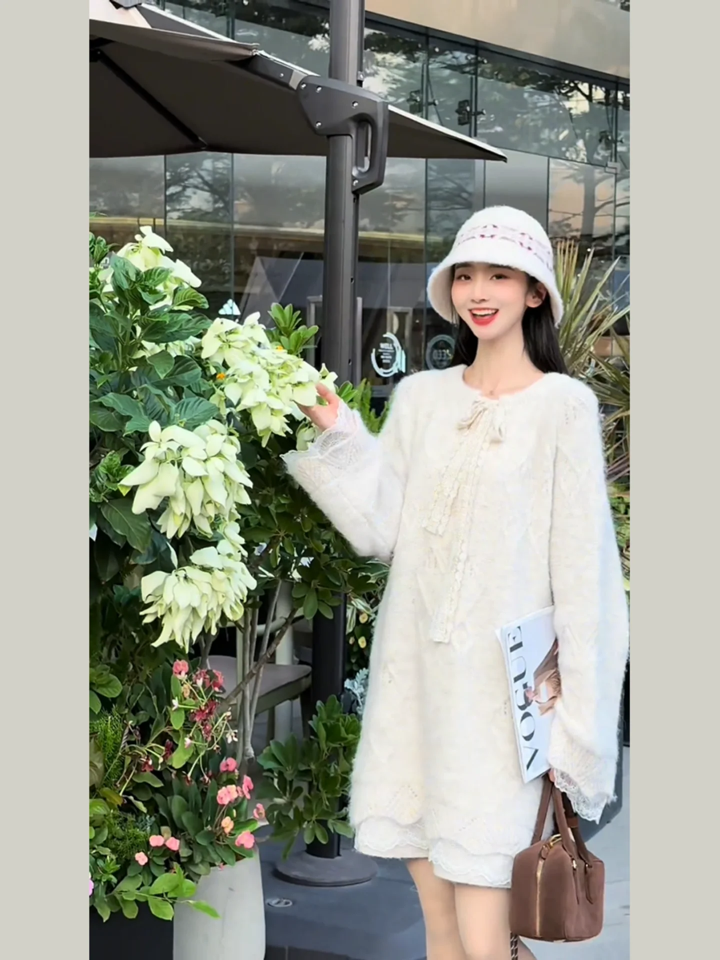 

Comfortable Loose Women's Two-Piece Set Casual Sle Spring New Faion High Waist Skirt Sun Protection round Ne Open Cardigan