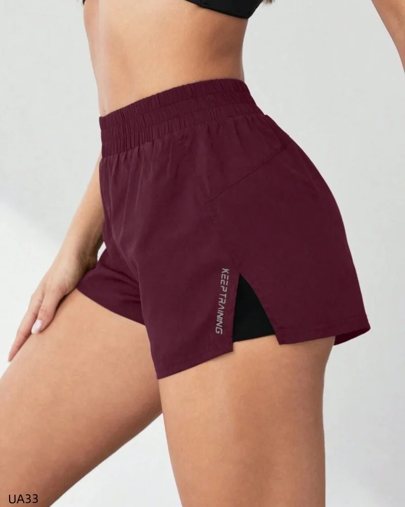 

Women's High-Waisted 2-in-1 Running Shorts Athletic Workout Gym Yoga Sports Shorts Elastic Fake Two-Piece Yoga Leggings