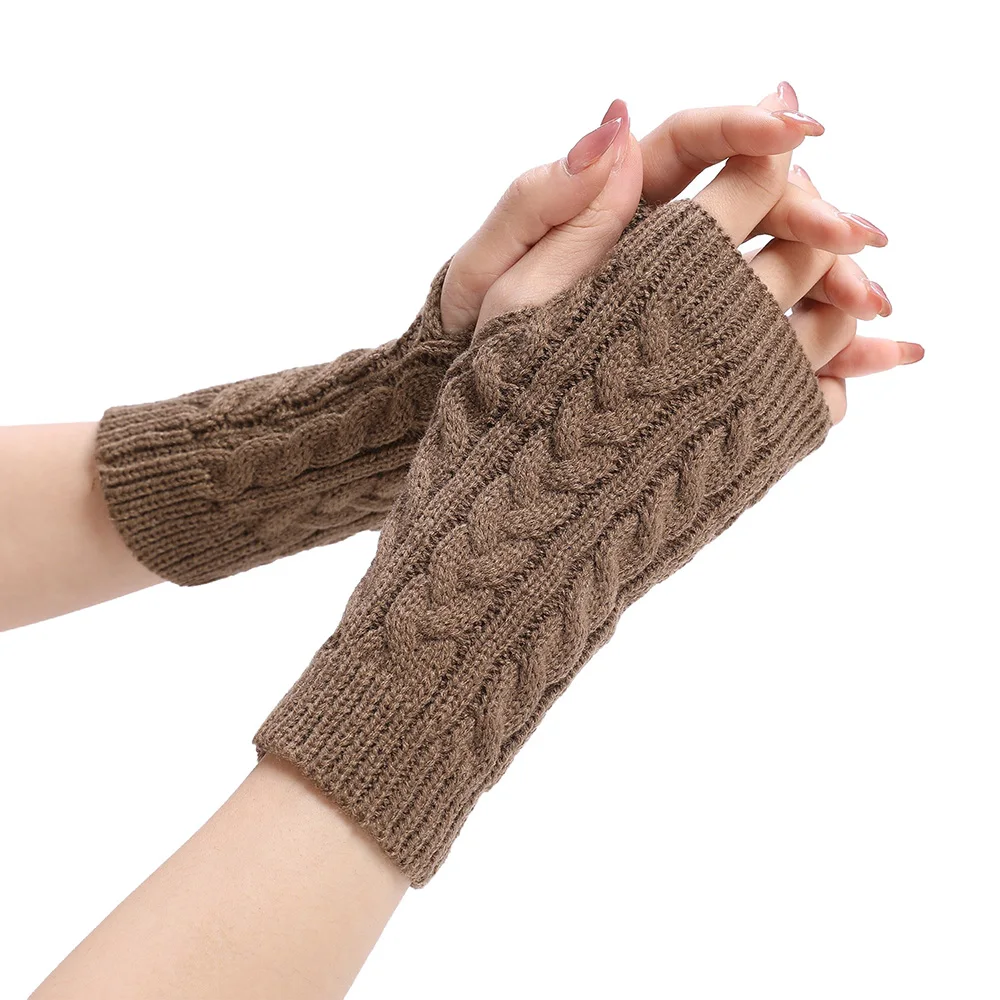 

Winter Knitted Woolen Gloves Fashion Y2K Women's Half Finger Gloves Arm Sleeve Warmer Girls Goth Punk Half Finger mittens