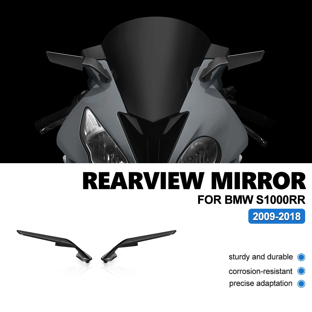 For BMW S1000RR 2009-2018 Motorcycle Rearview Side Mirrors Aluminum Mirrors Handlebar Wide Angle Reflector Left Right Mirror