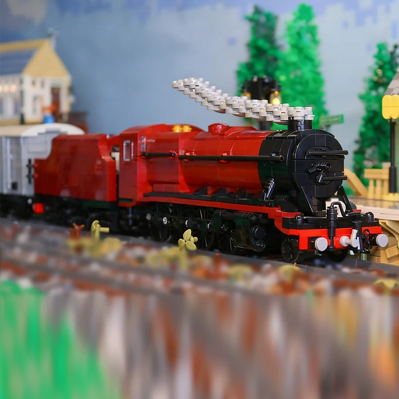 Modello di auto da città MOC Mattoni da costruzione Ferrovia 8F Locomotiva di trasporto Tecnologia modulare Regali di festa per bambini Assemblare giocattoli Vestito