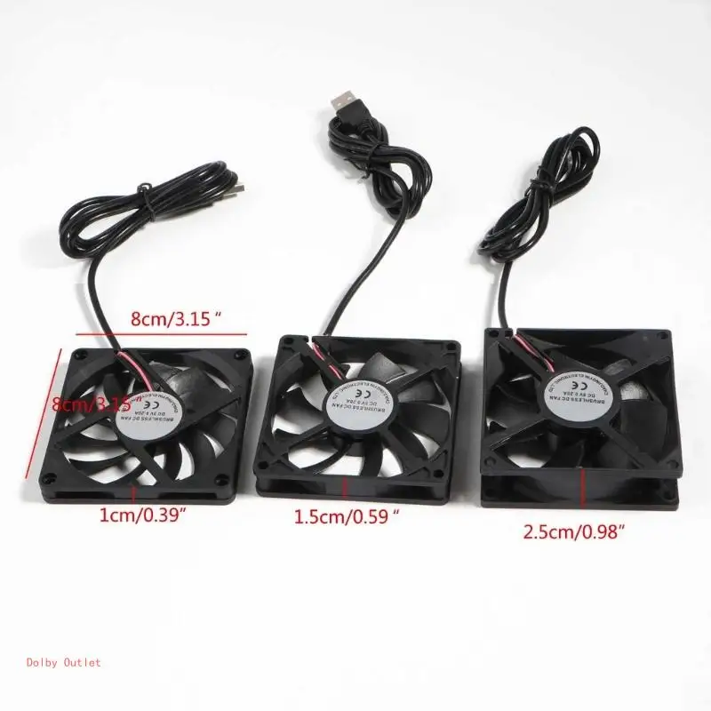 80mm USB Brushless Cooling Fan 5V Mini Quiet Computer Fan 8010 8015 8025