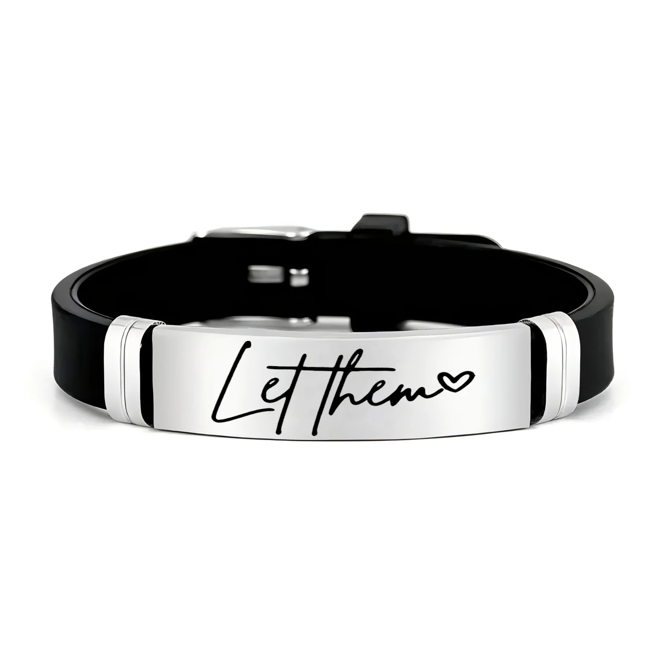 ملهمة "دع لهم"، سوار سيليكون مخصص من الفولاذ المقاوم للصدأ، تحفز بنفسك، هدية مثالية لعطلات أعياد الميلاد
