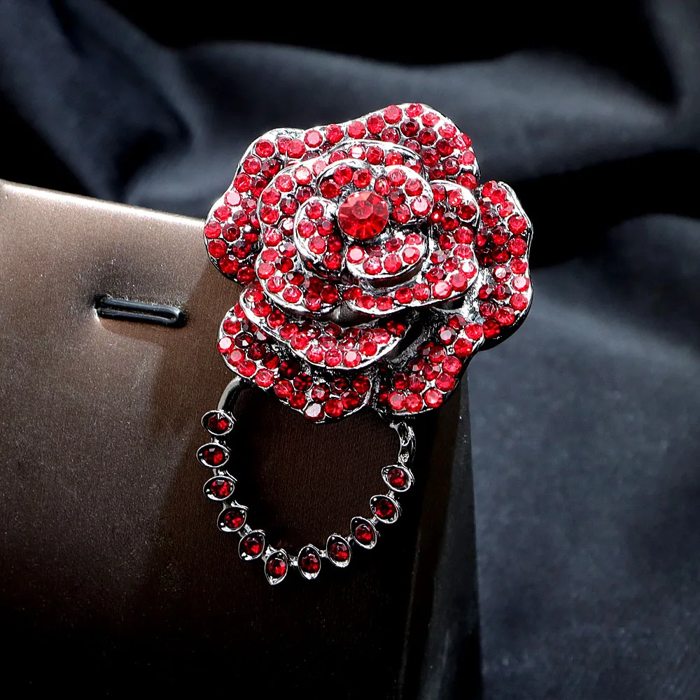 CINDY XIANG Rhinestone Rose Camellia Brooches For Women Fashion Jewelry High Quality