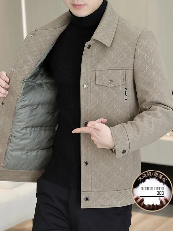 

Мужская зимняя утепленная шерстяная куртка-пуховик, повседневная модная верхняя одежда, теплая куртка с шарфом, свободное пальто для отдыха