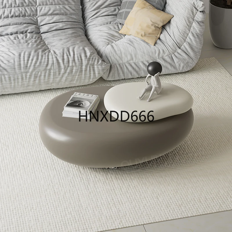 Small apartment living room movable multi-functional pebble coffee table