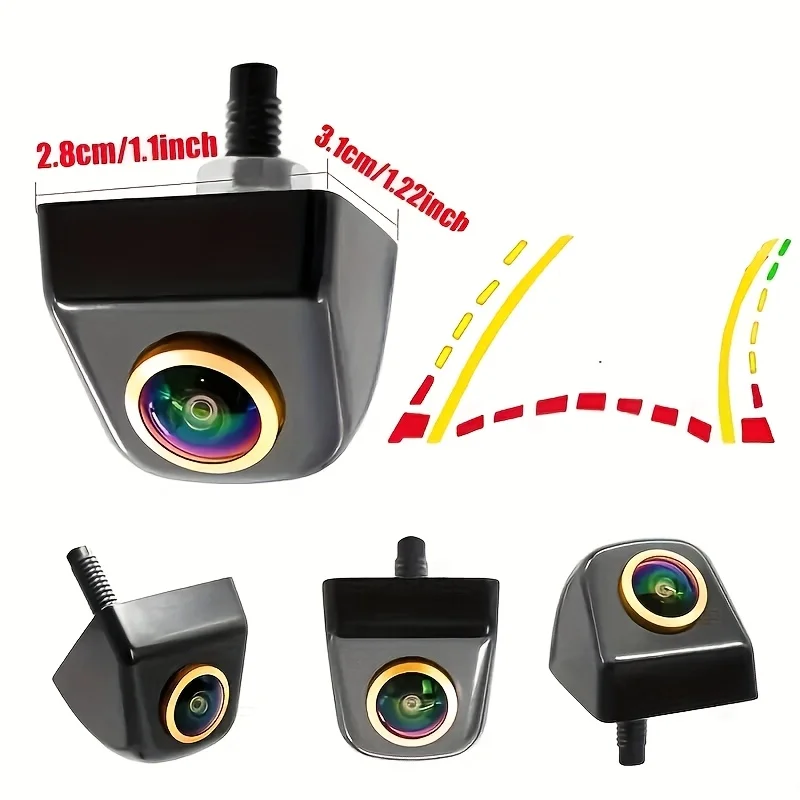 High-Definition Rear Camera with Dynamic Trajectory Lines And Night Vision,Golden Fisheye Lens for Secure Parking And Reversing