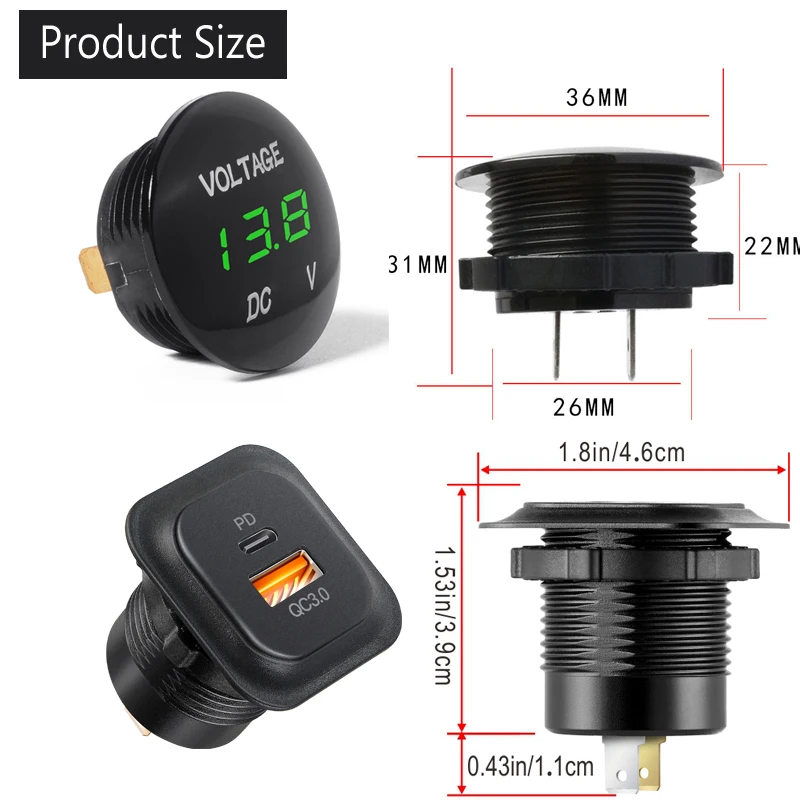 Enchufe de encendedor de cigarrillos de 12V 2 en 1, Panel de salida USB QC3.0 para coche, enchufe de cargador para barco marino RV