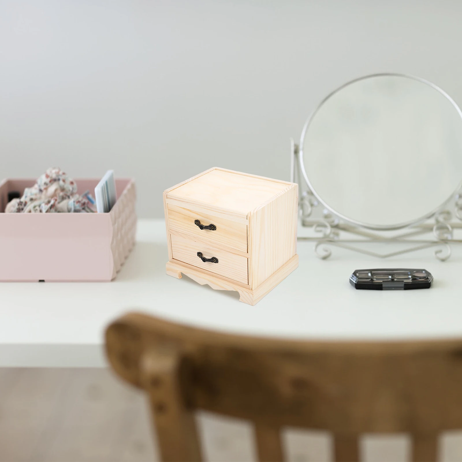 

Wooden Jewelry Box Ecofriendly Durable Vanity Desk Trinket Boxes Hinged Storage Organizer Home Decoration Jewelry Packaging