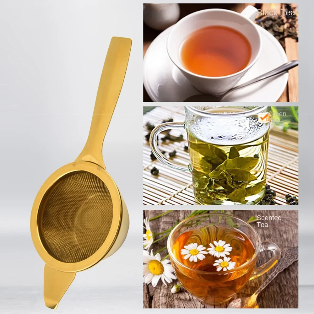 Stainless Steel Double Ear Tea Filter Fine Mesh Flower/Long Handle Hanging Tea Strainer Food-grade Reusable Lace Tea Infuser view 4