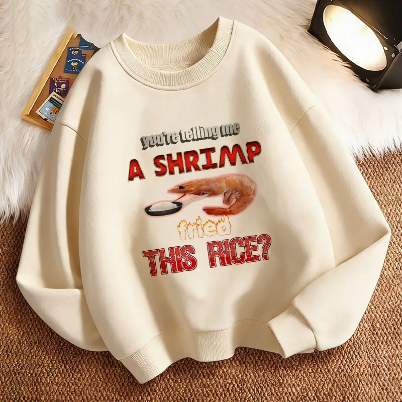 Lustiger Kinder-Sweatshirt-Pullover Frühling Y2k Hoodie Manga Kids Shrimp Rundhals Grafik-Print Hoodie Junge/Mädchen Kinder-Kapuzenpullover