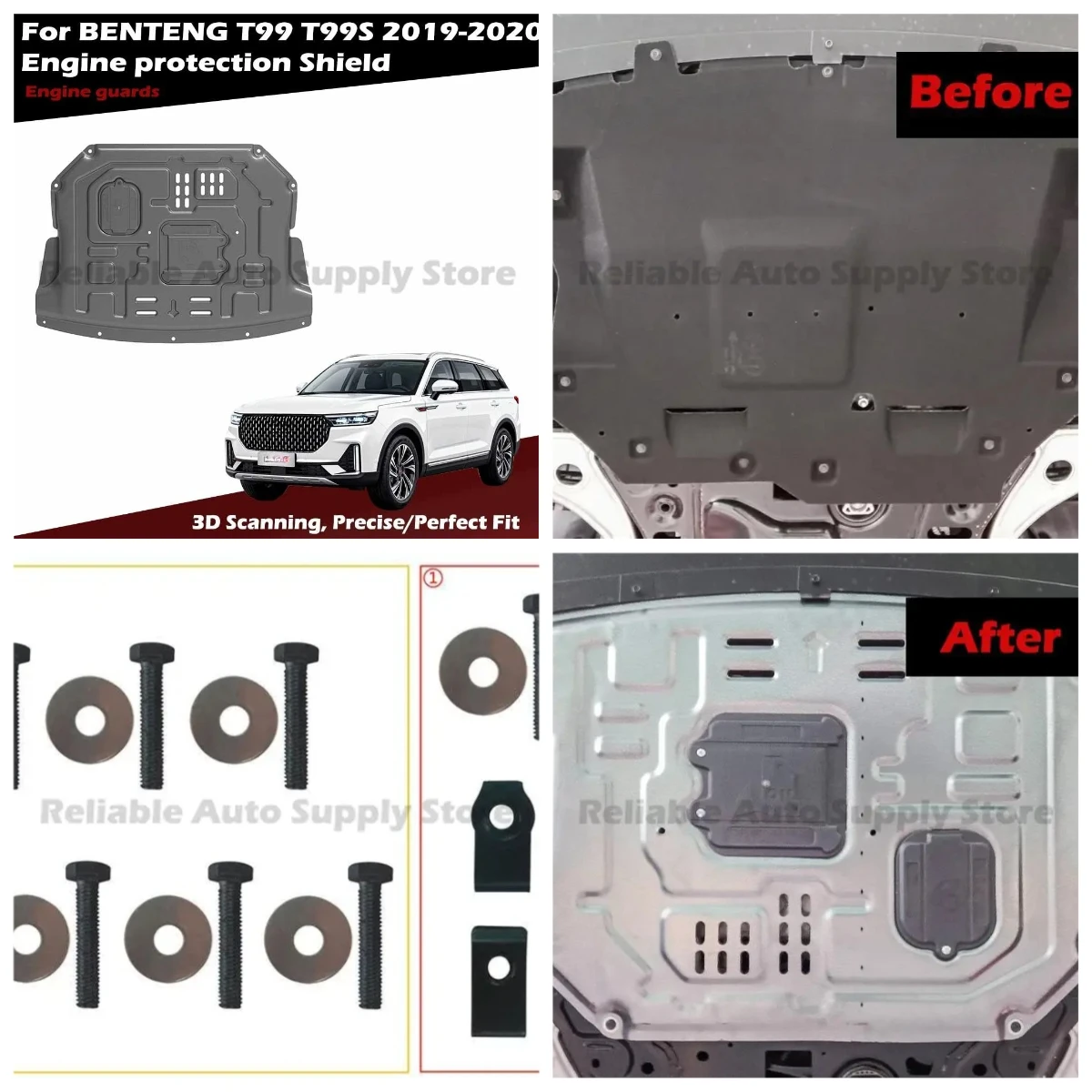 

Universal Underbody Shield Engine Protection Plate Heavy Duty Rustproof for All Cars for Benteng T99 T99S 2019-2020
