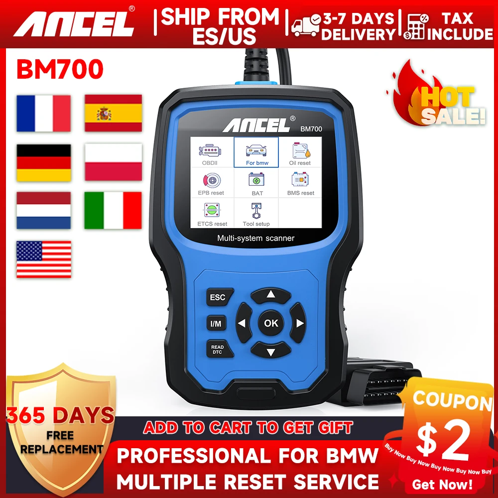 ANCEL BM700 OBD2 Automotive Scanner OBD2 Car Diagnostics Auto Fault Code Reader Scanner Code Reader Scanner  for BMW MINI