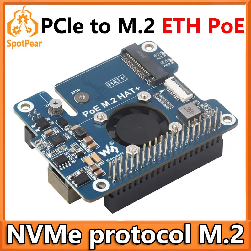 Плата расширения питания Raspberry Pi 5 ETH Ethernet PoE с разъемом PCIe для M.2 NVMe SSD