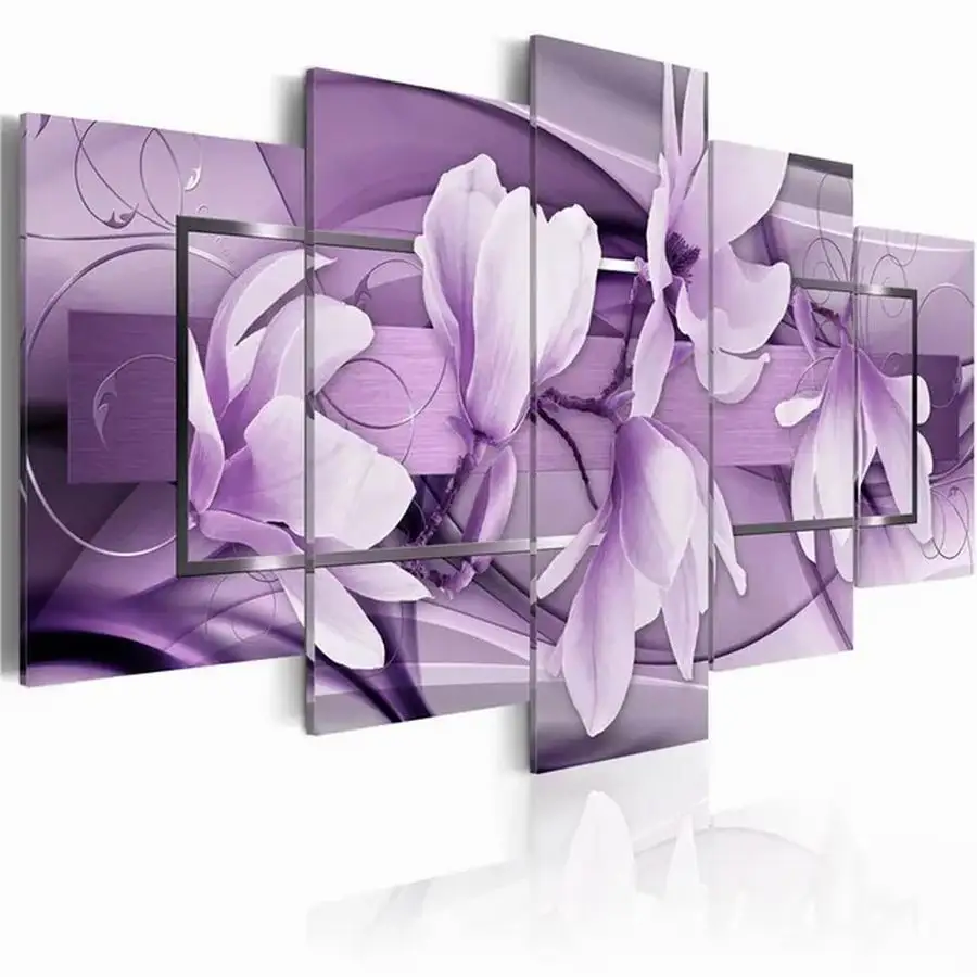 FULLCANG 5 Piece Set Diamond Arts Painting Kits New Orchid Flowers Diy Full Mosaic Embroidery Sale Floral Wall Decor FG2162