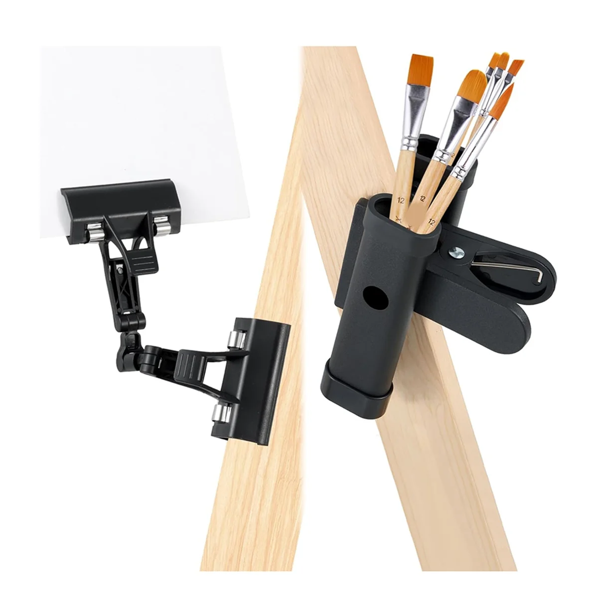 A83Z Easel Brush Clip with Twistable Copy Holder Clip,Paintbrush Holder Adjustable Foldable Paper-Copy Clips for Paint Brushe