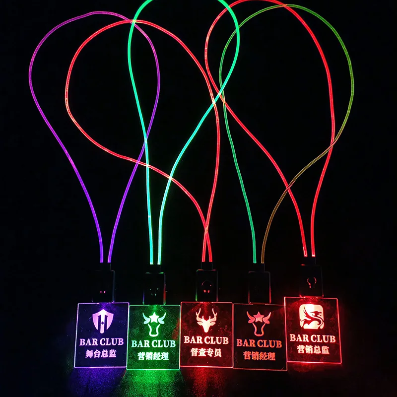 Aangepast. Oplaadbare LED Light-Up Badge Bar KTV Opening Verjaardag Werknemer Nummer Knipperende Werkbadge Rijden Ches