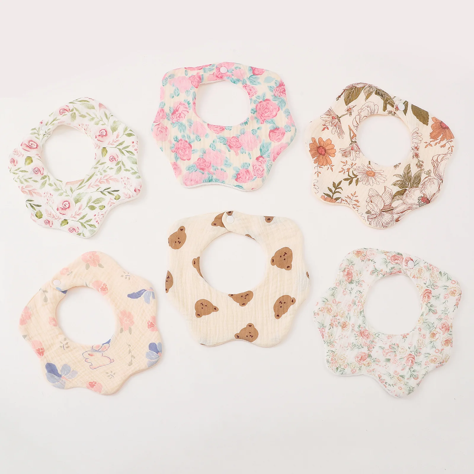 Nuovi bavaglini in garza di cotone addensato bavaglini per neonati con stampa floreale carina panni morbidi per Burp appena nati per ragazzi e ragazze che alimentano l'asciugamano Saliva