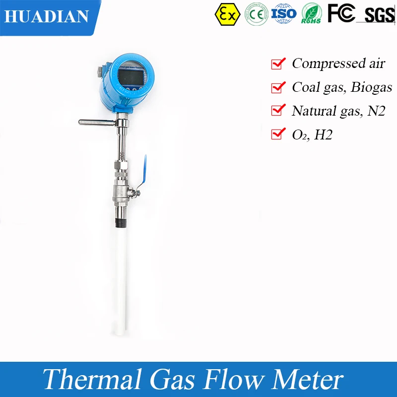 600mm 800mm 1000mm O2 H2 CH4 Natural Gas compress Air 4-20mA RS485 Biogas LPG Insertion Type Thermal Gas Flow Meter