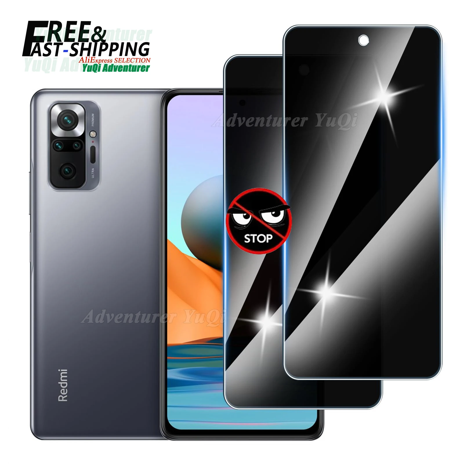 

Anti Spy Screen Protector For Redmi Note 10 Pro Privacy 9H Tempered Glass Anti Scratch Peep Case Friendly