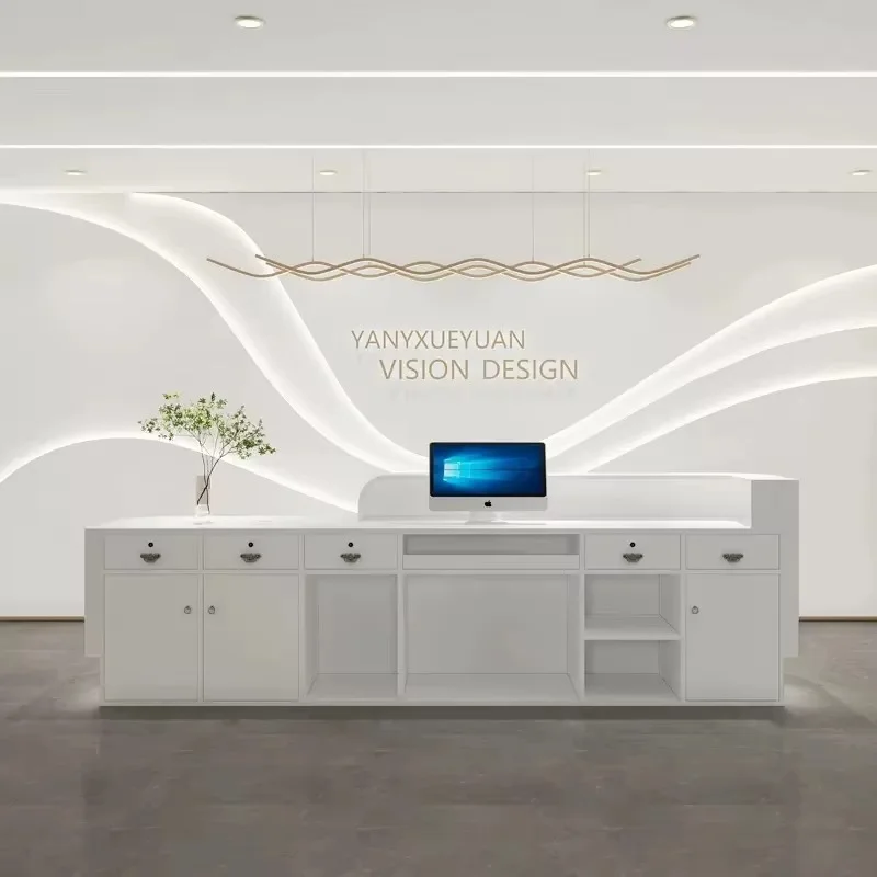 Beauty Salon Display Reception Desks Clinic Luxury Corner White Reception Desks Modern Drawer Mostradores Recepcion Furniture