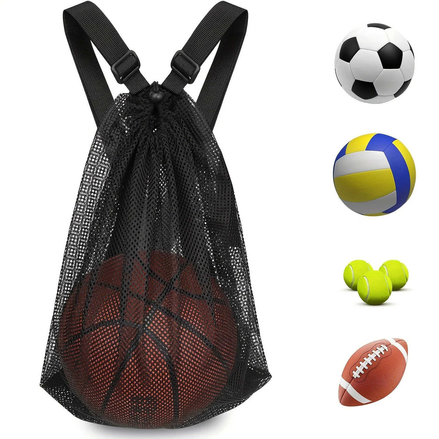 x1 Ultra dense mesh breathable backpack basketball storage bag with drawstring Football Volleyball Baseball Rugby Outdoor sports