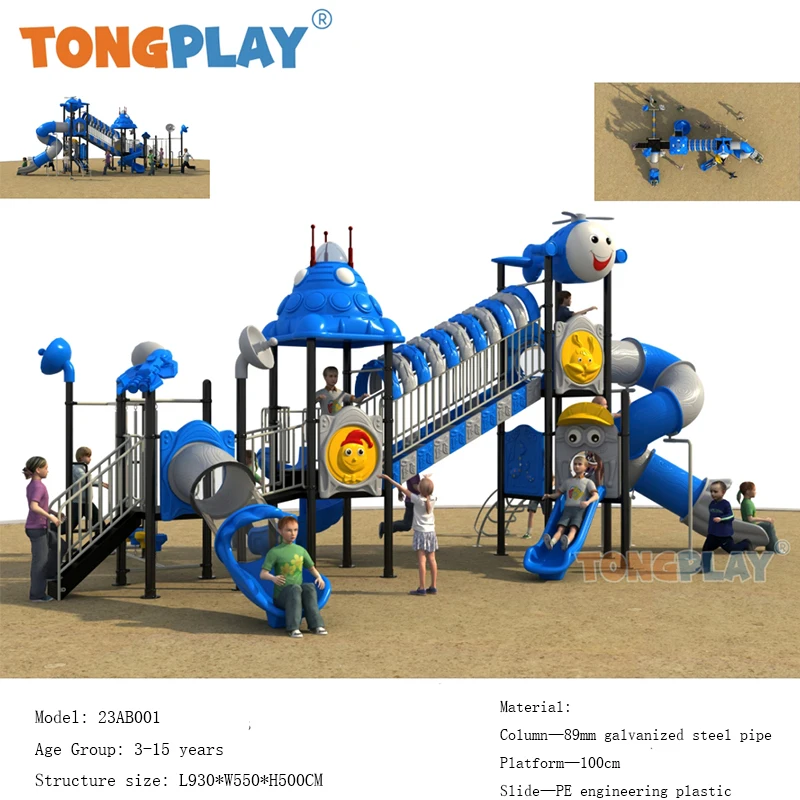 Tong play factory direct sales large new space castle series plastic kid park lawn slide equipment children's outdoor playground