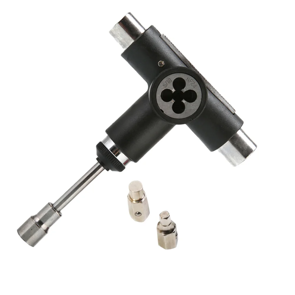 

T All In One Skate Tool Heavy Duty Steel Multi-Function Ratchet For Skateboards Longboards Wheel Repair Portable Black