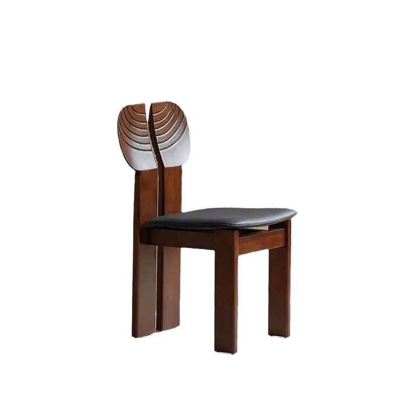 

Retro solid wood chair back chair living room high-end designer casual dining chair home modern simple small apartment