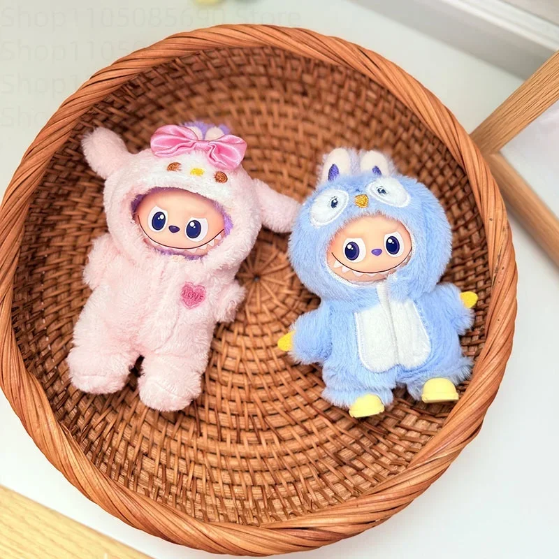 10cm For Mini Labubu 4.0 Doll Clothes 4th-Gen Cute Penguin Onesie Yellow Boots Accessories For Mini Labubu