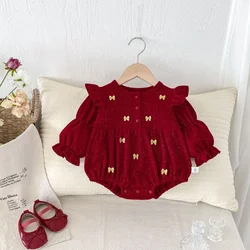 Baby Super Cute Bag Fart Clothes 0-2 Y Autumn Princess Dress  Baby Girl Festive Jumpsuit  Newborn Baby Romper