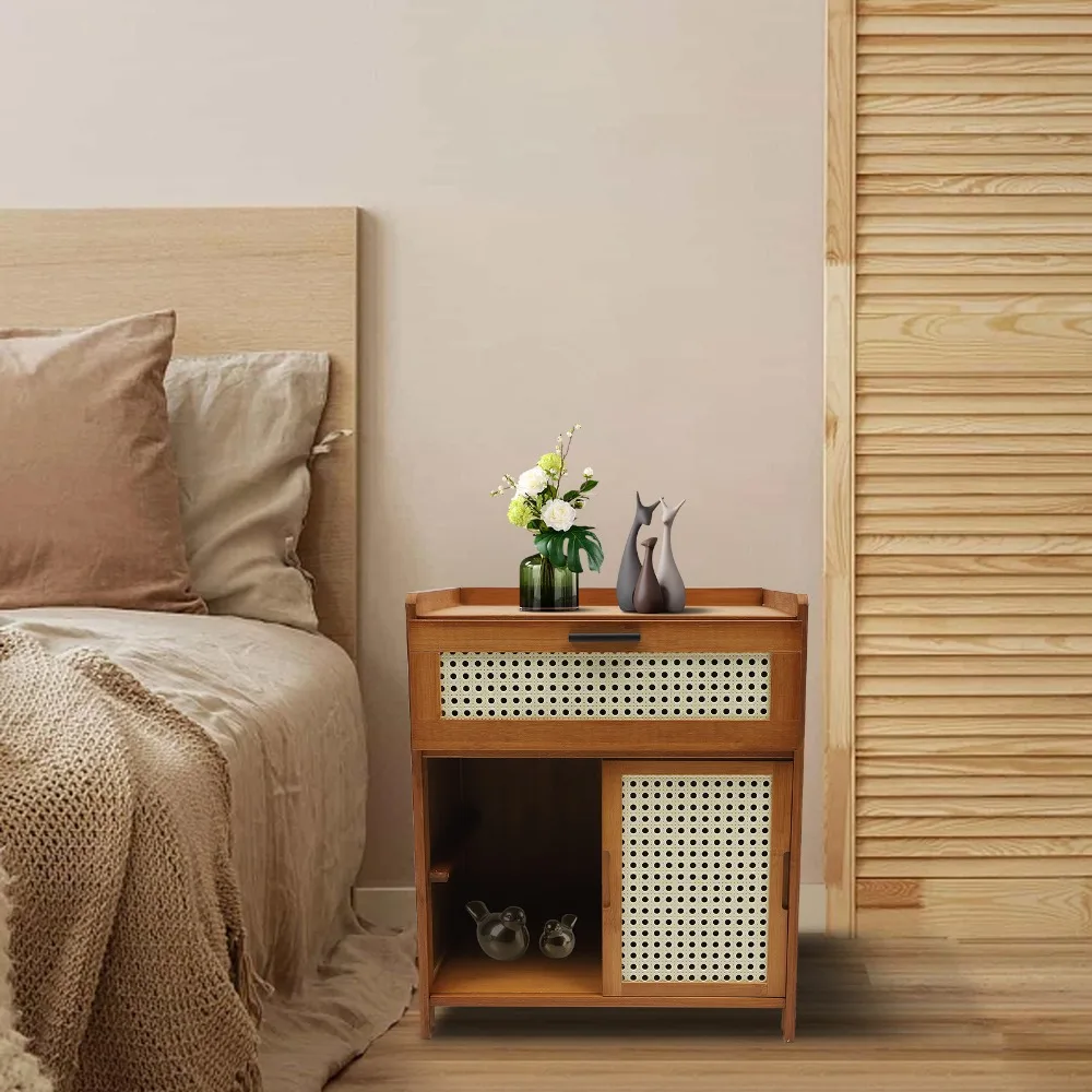 

End Table Night Stand Bedside Table with Storage Drawer and Shelf for Living Room Bedroom (16.5 * 12.2 * 19.7 Inch)