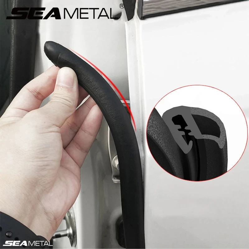 SEAMETAL 1.6m/2m Car Door Edge Seal Strip Rubber B-Pillar Weatherstrip Auto Sealant Strips Soundproof Dustproof Car Accessories