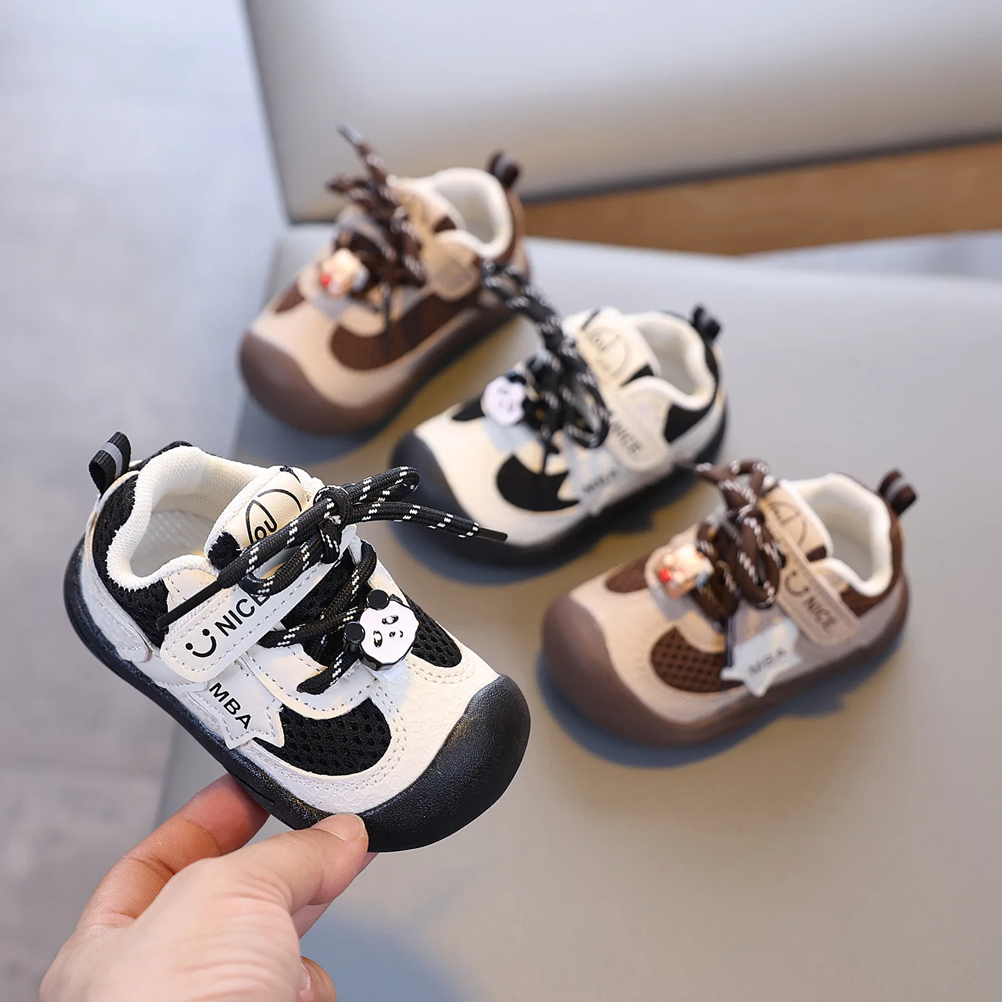 Kids'Casual Shoes Toddler Cartoon PU Leather Autumn Fashion Shoes For Children Breathable Anti-slip Black Khaki Size 17-26