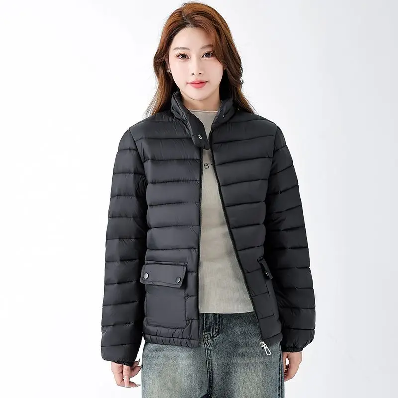 

New Women's Lightweight Short Cotton Coat Autumn and Winter Stand-up Collar Casual and Warm Cotton Coat