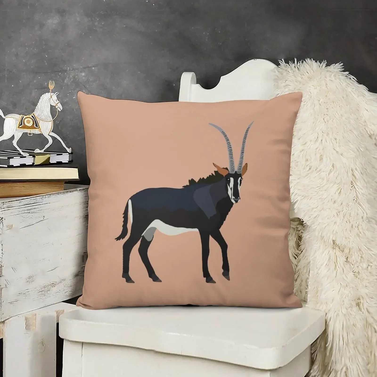 

S is for Sable Antelope Throw Pillow Pillow Case Christmas Pillow