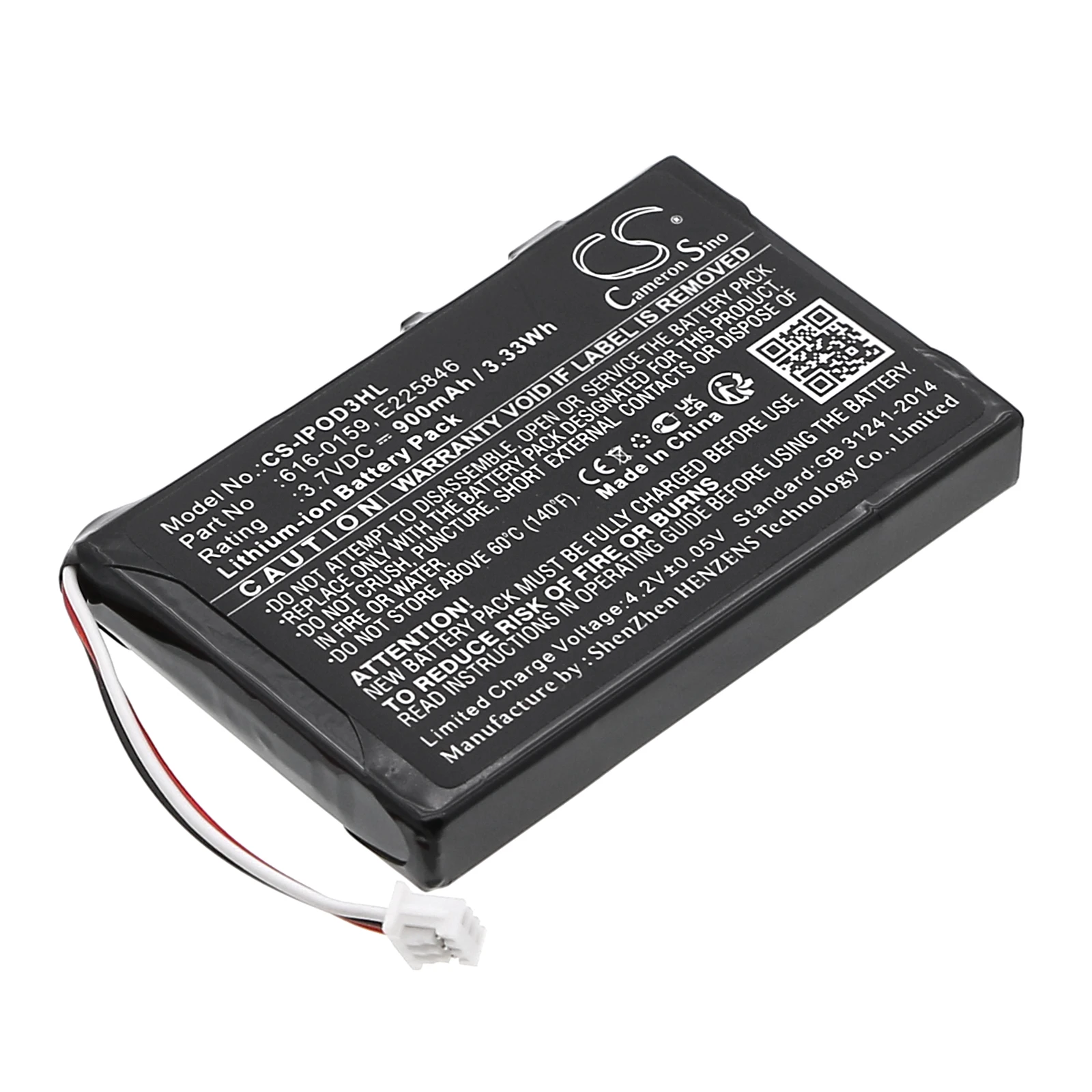 

Li-ion Media Player Battery for Apple, 3.7V, 900mAh, Compatible Models: iPOD 10GB M8976LL/A, iPOD 15GB M9460LL/A
