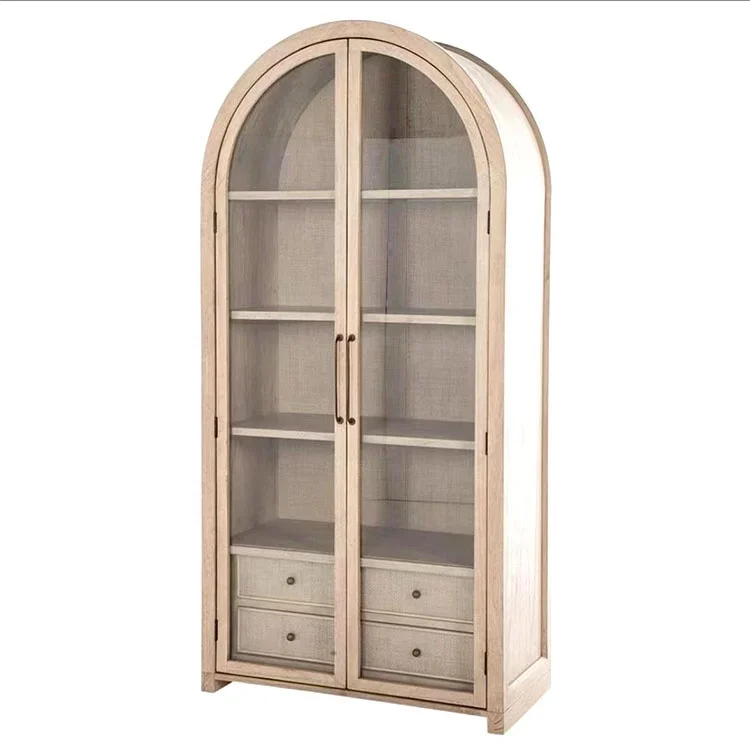 High quality Custom dining furniture modern kitchen design arched glass display cabinet