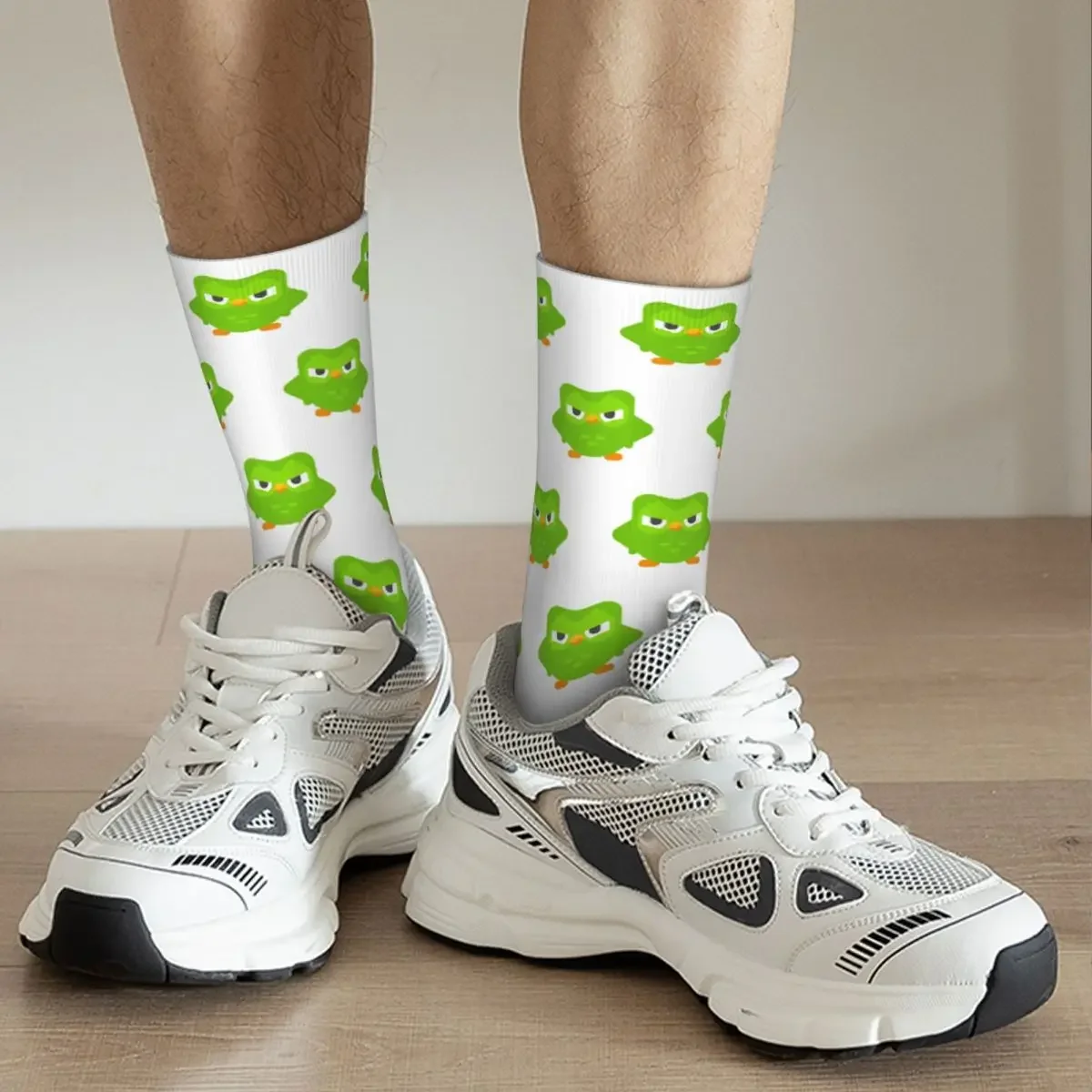 Calcetines Duolingo Owl Duo, medias súper suaves Harajuku, calcetines largos para todas las estaciones, accesorios para regalos de Navidad para hombre y mujer