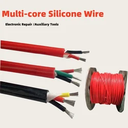 5M/10M Flexible Silicone Rubber Cable Sq 0.3 0.5 0.75 1 1.5 2 2.5mm x 2 3 4 Cores Insulated Copper High Temperature Wire