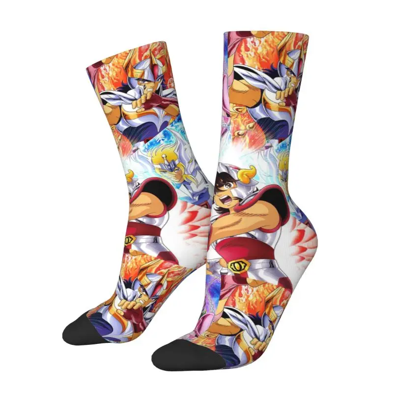 Calcetines de vestir personalizados Saintes Seiya Anime Manga calcetines de tripulación novedosos de moda cálidos para hombres y mujeres