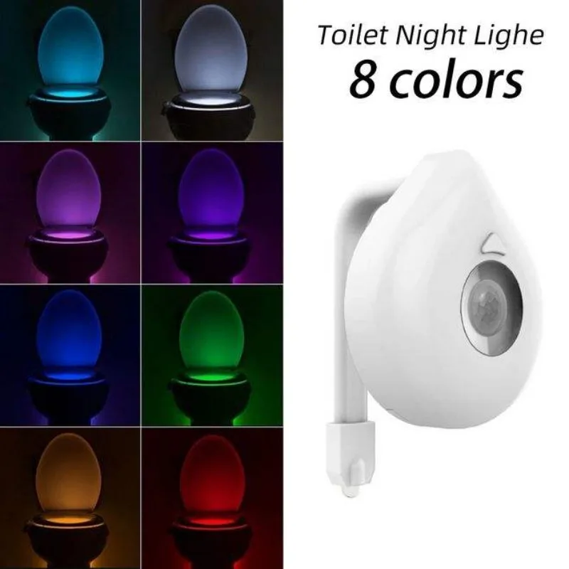 Toilet Motion Sensor Light, 8 Colors Changing Sensor LED Washroom Night Light Inside Toliet Lamp, PIR Motion Activated